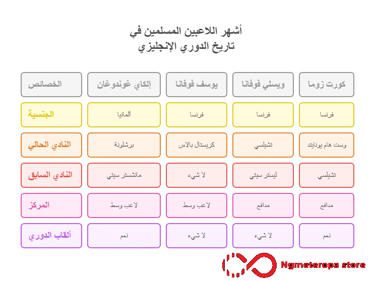 اللاعبين المسلمين في الدوري الانجليزي